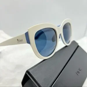 Dior Sunglasses New Authentic White and Blue Two Tone Christian Dior DIORPACIFIC S1U White Blue Blue Lens Women  main image 3